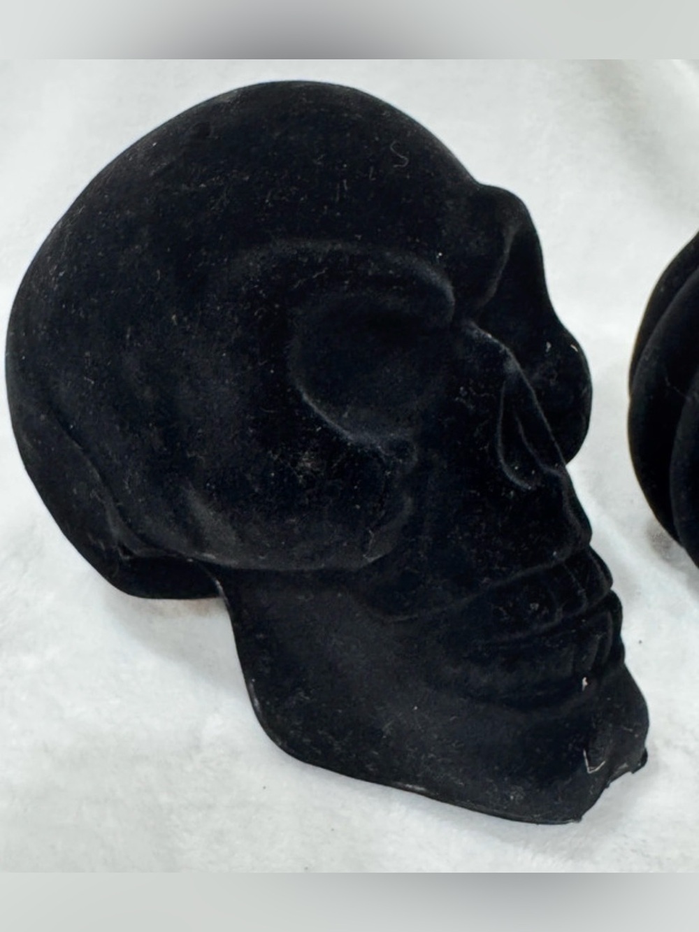 Black Velvet Skull and Pumpkin Decorative Accent Set - Home Accents Decor - Picture 2 of 8